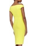Melania Cap-Sleeve Draped Dress