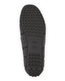 Rubber Penny Loafer with Faux-Croc Trim, Black