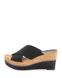 Dani Stretch Wedge Slide Sandal, Black/Natural