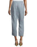 Mid-Rise Cropped Linen Pants, Chambray