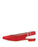 Heidi Suede Slingback Ballerina Flat, Red