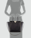 Rockstud Double-Handle Shoulder Tote Bag, Black