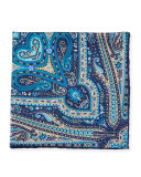Paisley Print Silk Pocket Square, Teal