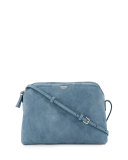 Multi-Pouch Suede Crossbody Bag, Topaz Blue