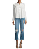 The Retreat Long-Sleeve Henley Top, Dirty White