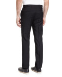 Chain-Trim Flat-Front Trousers