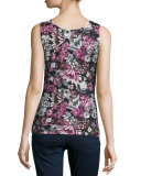 Superfine Orlag Floral Cashmere Tank, Red Multi