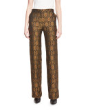 Medallion Wide-Leg Pants, Gold
