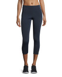 Paneled Mid-Rise Cropped Leggings, Navy