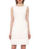 Wool Crepe Double-Hem Dress, Moonstone Ivory