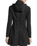 Argiela Hooded Smocked Coat, Black 
