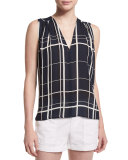 Lattice-Print Sleeveless Top