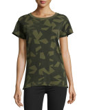 The Crewneck Star-Print Tee, Army Green
