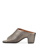 Post Laser-Cut Low-Heel Mule, Graphite