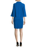 Sleeveless Round-Neck Sheath Dress, Cornflower
