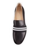 Amber Striped-Web Leather Loafer, Black