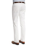 Five-Pocket Poplin Stretch Pants, White