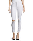 The Ankle Skinny Distressed Jeans, Clean White 2
