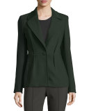 Reverse-Pleat One-Button Jacket, Fir