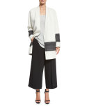 Elgin Reversible Open-Front Blanket Coat, Blanc/Black