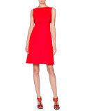 Sleeveless Cotton Overlay Dress, Scarlet