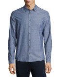 Chambray Long-Sleeve Shirt, Navy