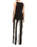 Striped High-Waist Wide-Leg Pants, Multi