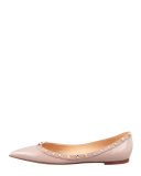 Rockstud Patent Ballerina Flat, Nude 