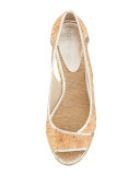 Coraa Cork Espadrille Wedge Sandal, Platino