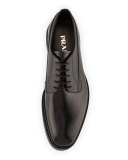 Mixed Media Platform Leather Lace-Up, Black
