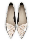 Bibi Butterfly Metallic Leather Flat, Silver/Rose Gold