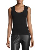 Scoop-Neck Knit Tank, Black