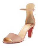 Trezanita Spiked-Heel Red Sole Sandal, Nude