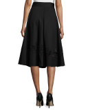 Cotton Wrap Skirt W/Lace Inset, Black