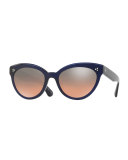 Roella Mirrored Cat-Eye Sunglasses, Blue