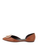 Sexy Choc Leather Ballerina Flat, Cognac