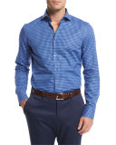 Jason Gingham Slim-Fit Dress Shirt, Blue