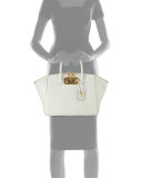 Brera32 Ostrich Satchel Bag, White