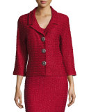 Anastasia Sequined 3/4-Sleeve Jacket, Ruby/Multi