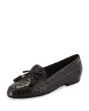 Nicole Woven Leather Loafer, Black