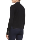 Arrow Silk-Trim Cashmere Sweater, Black