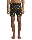 Mahina Sushi Japan Turtles Swim Trunks, Black