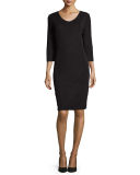 Three-Quarter-Sleeve Shift Dress, Plus Size
