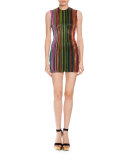 Beaded-Stripe Sleeveless Minidress