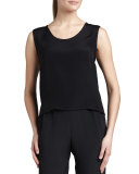 Silk Crepe Tank, Black