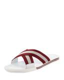 Bonks Slide Sandal with Trainspotting Strap, White