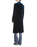 Benita Velvet A-Line Coat, Prussian Blue