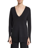 Britona Lustrate Deep V-Neck Sweater, Black