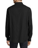 Textured Cotton Sport Shirt, Black
