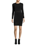 Madie Mesh-Panel Fitted Dress, Black